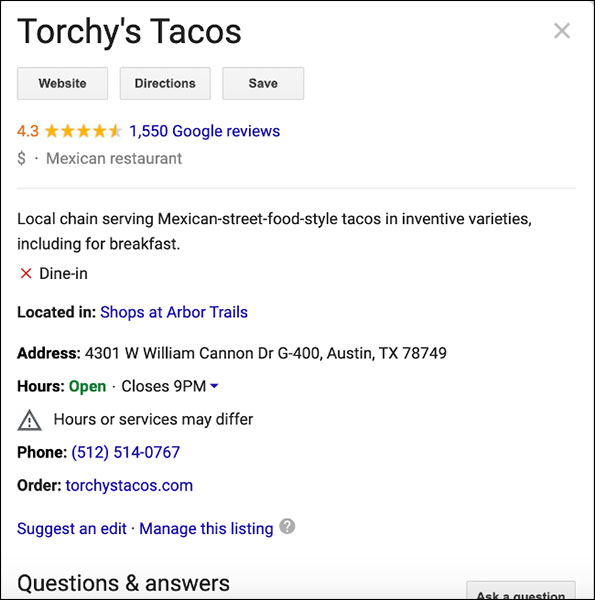 google knowledge graph example