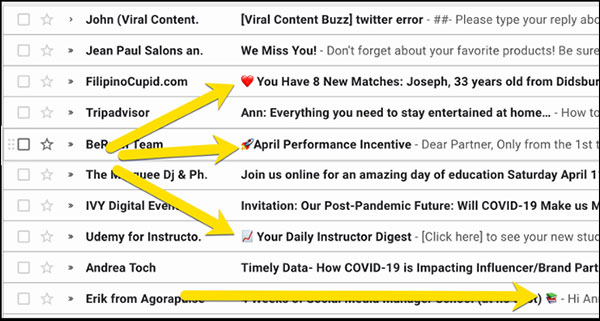  emojis in your e-mail project subject lines