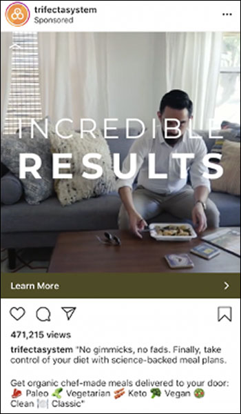 Instagram ad example trifecta nutrition