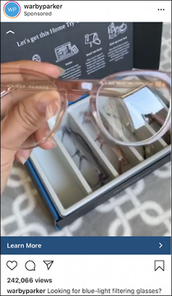 Warby Parker instagram ad example