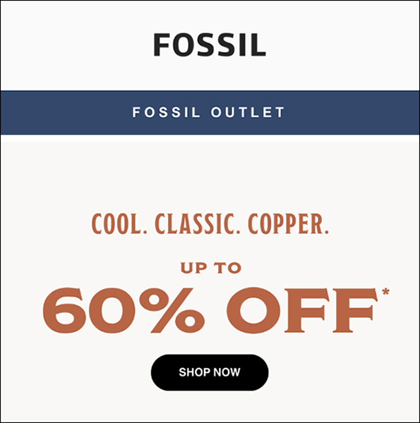 Fossil broadcast email example