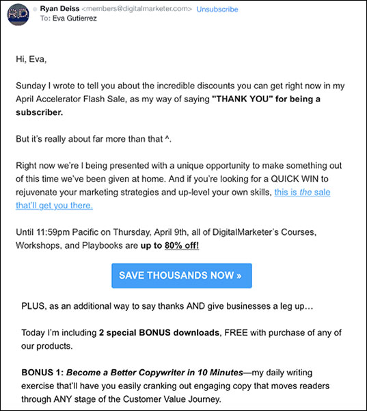 DM Broadcast email example