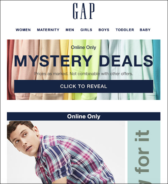 Gap broadcast email example