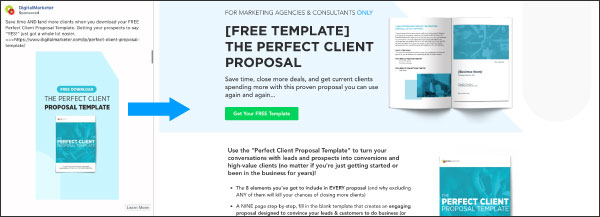 An example of an offer from DigitalMarketer, The Perfect Client Proposal Template