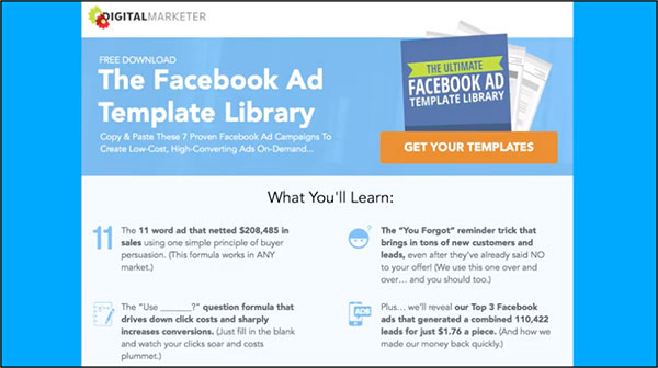 Facebook ad template library
