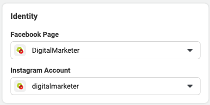 The Facebook Identities for Facebook Page and Instagram Account