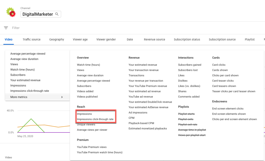  demonstrate how to get to youtube metric