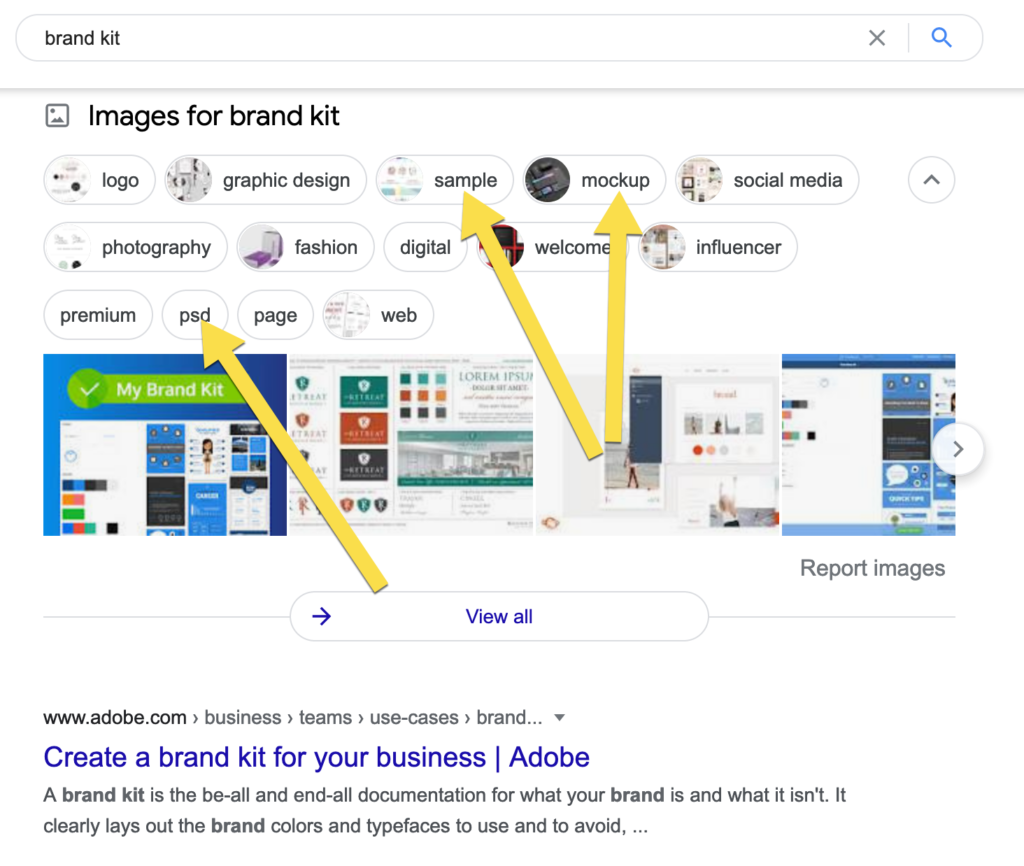 Google images results for brand kit