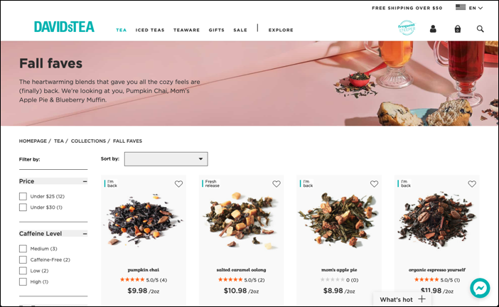 David's Tea Landing Page