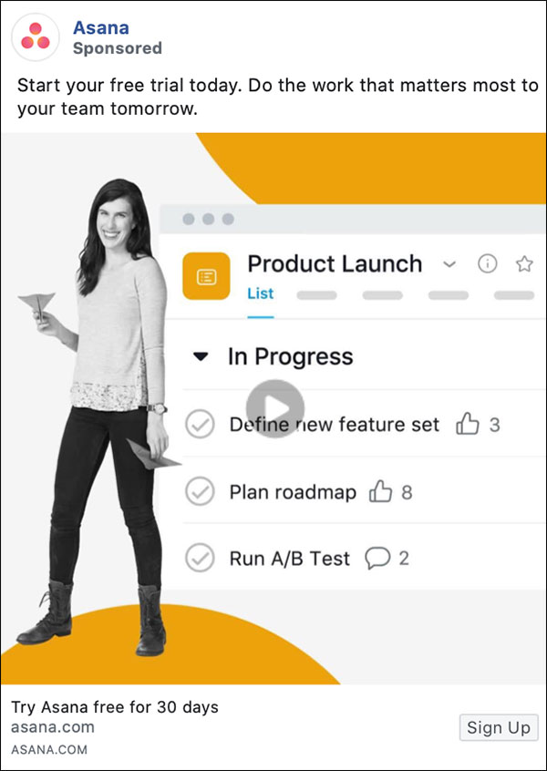 Asana Facebook ad
