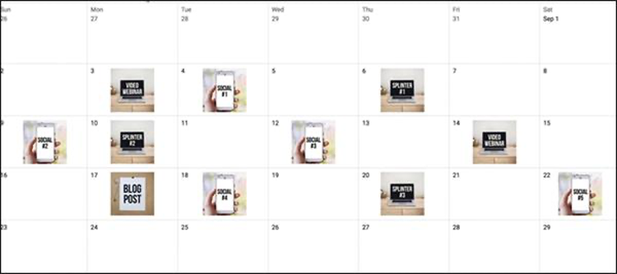 an example of a content calendar
