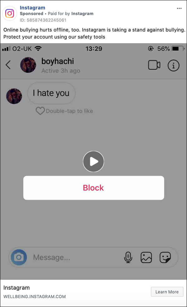 Instagram Facebook ad