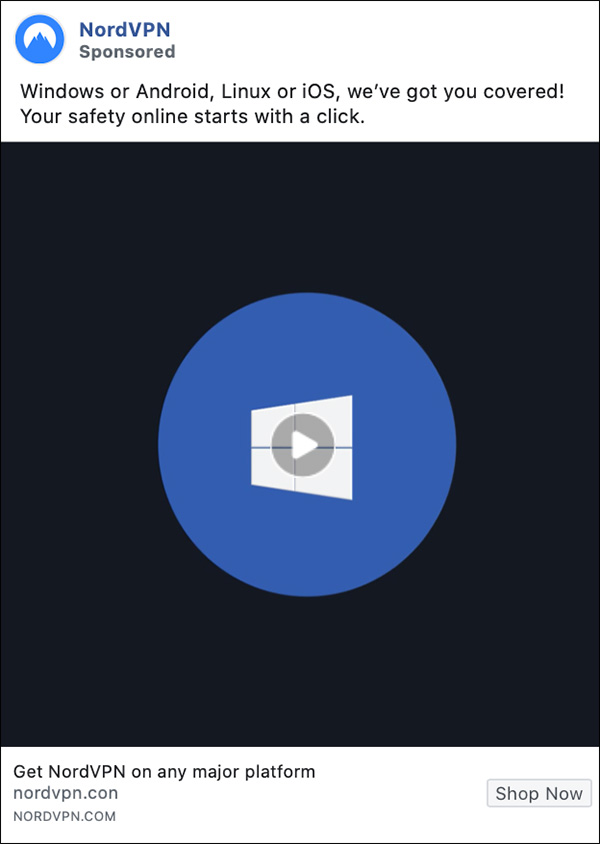 NordVPN Facebook ad