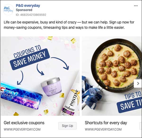P&G Facebook ad