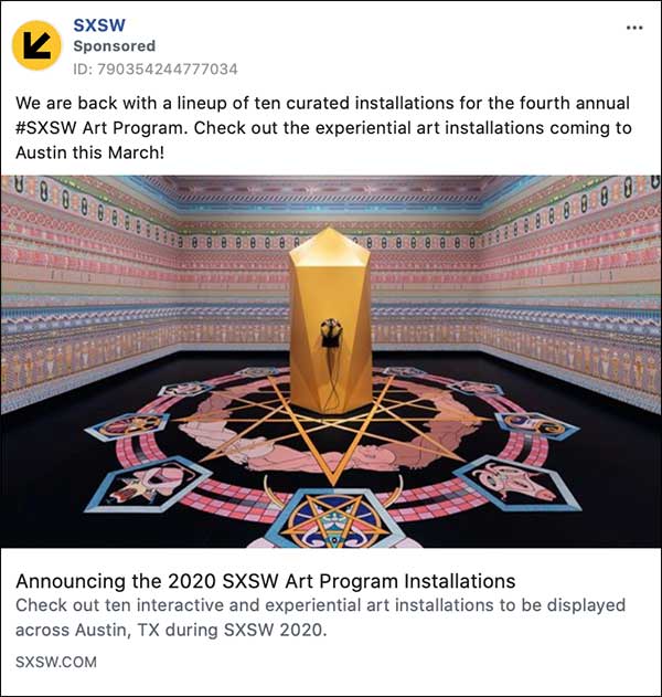 SXSW Facebook ad
