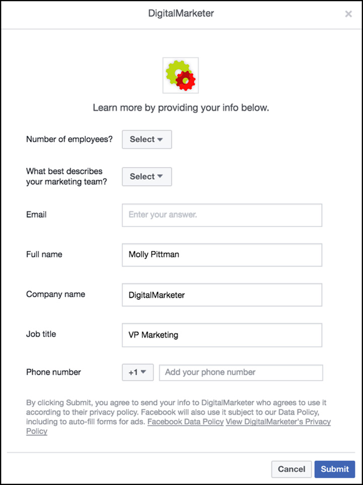 Form for the “The Modern Marketing Growth Plan”