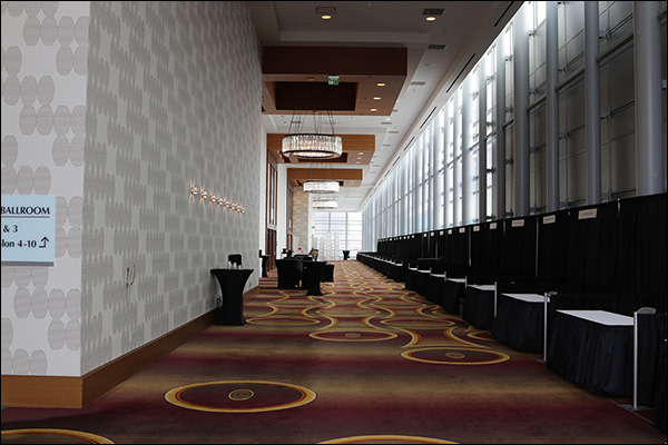 Setting up sponsor booths at Content & Commerce Summit 2017