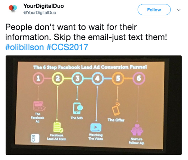 People don't want to wait for their information. Skip the email — just text them. ~Oli Billson