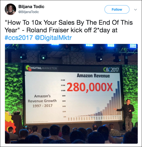 Roland Frasier using Amazon as an example during his 2017 keynote at Content & Commerce Summit