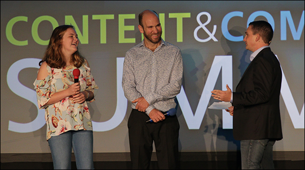 Ryan Deiss interviewing Ella and James Pader at Content & Commerce Summit 2017.