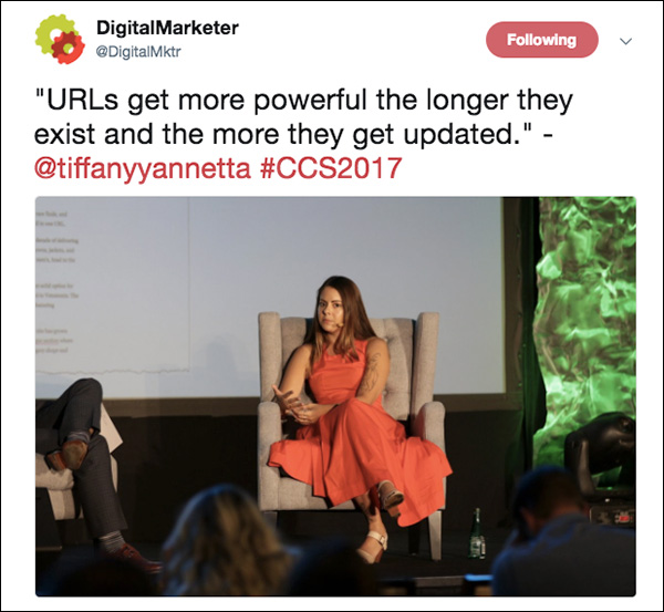 "URLs get more powerful the longer they exist and the more they get updated." ~Tiffany Yannetta
