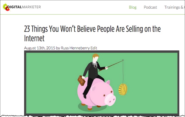 Article with irrelevant call to action