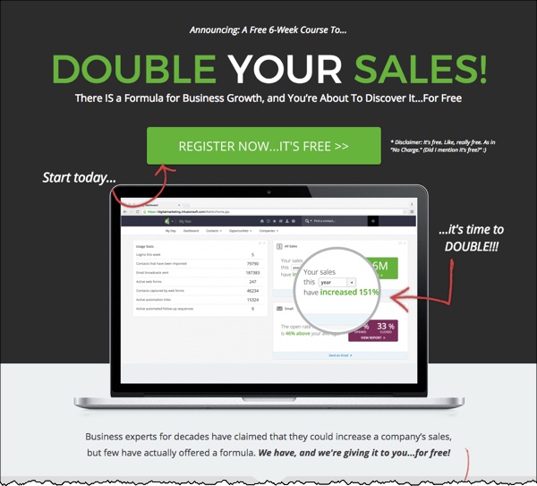An example landing page from a blog post call to action