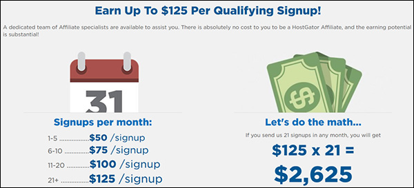 Affiliate payment structure from HostGator