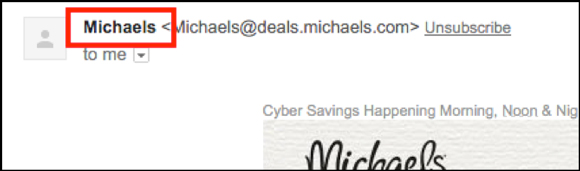 What the "From" Name looks like when the email is open