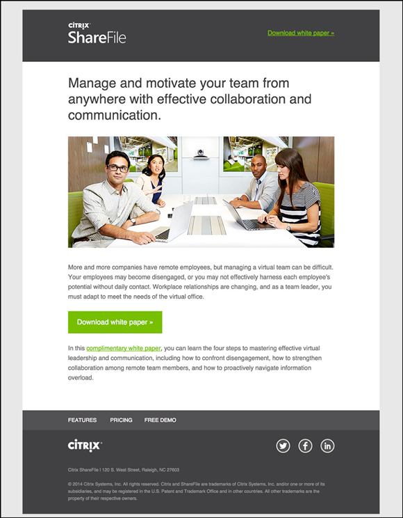 Citrix lead nurture email