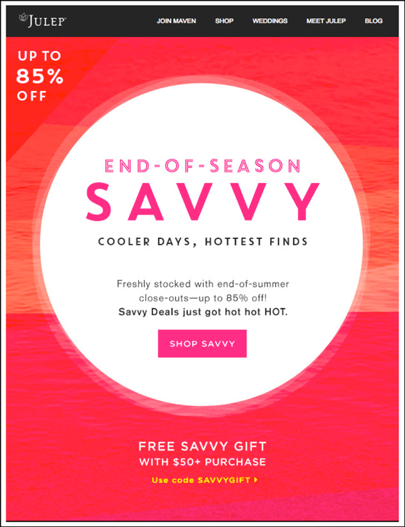 Julep promotional email