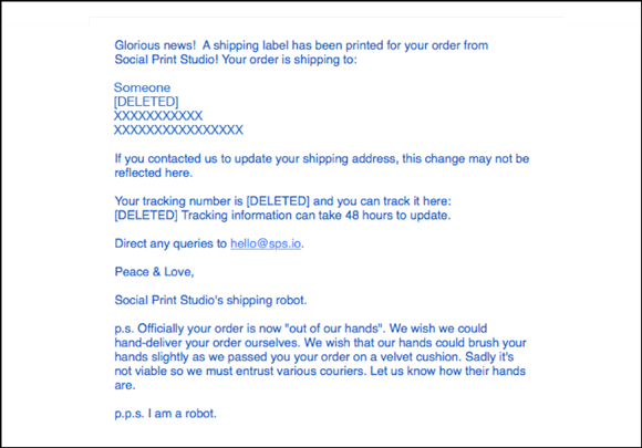 Social Print Studio transactional email