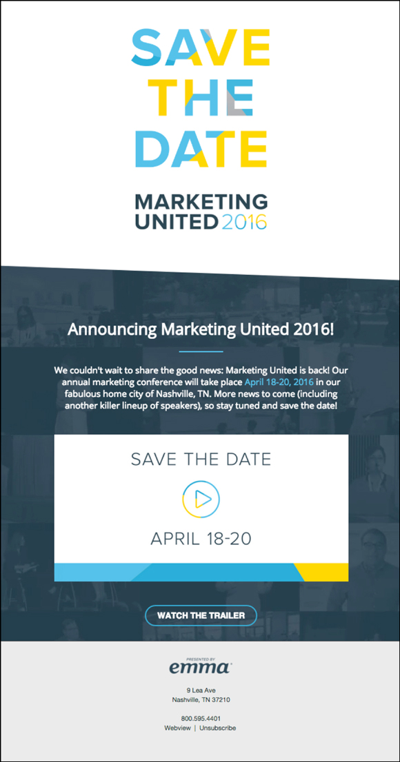 Event promotion email from Emma