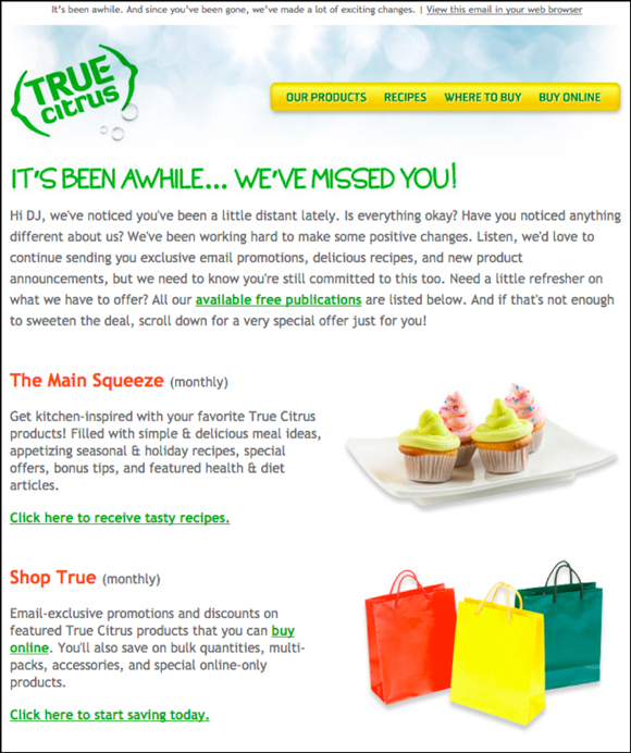Reengagement from True Citrus