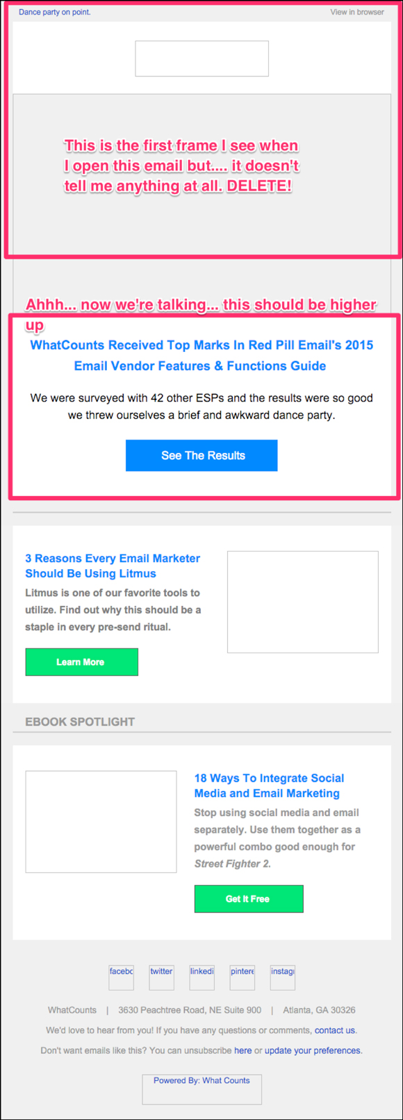 An email example from WhatCounts