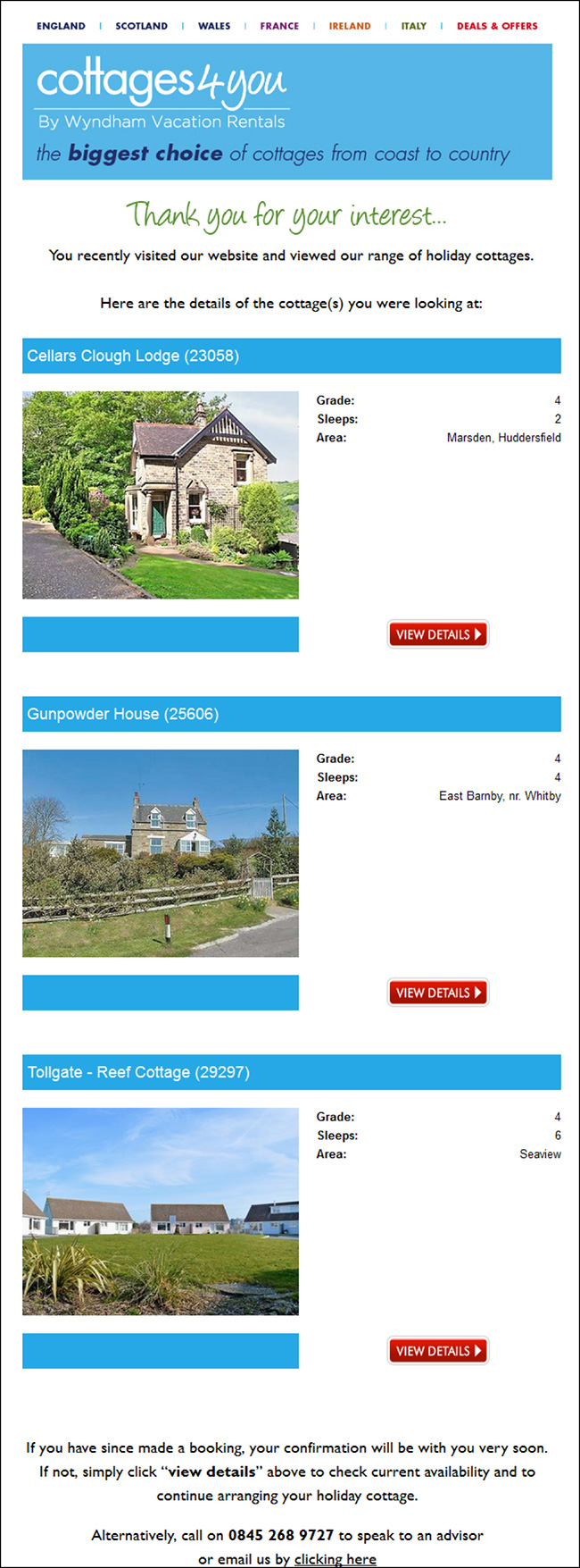 Cottages4You Behavioral Email