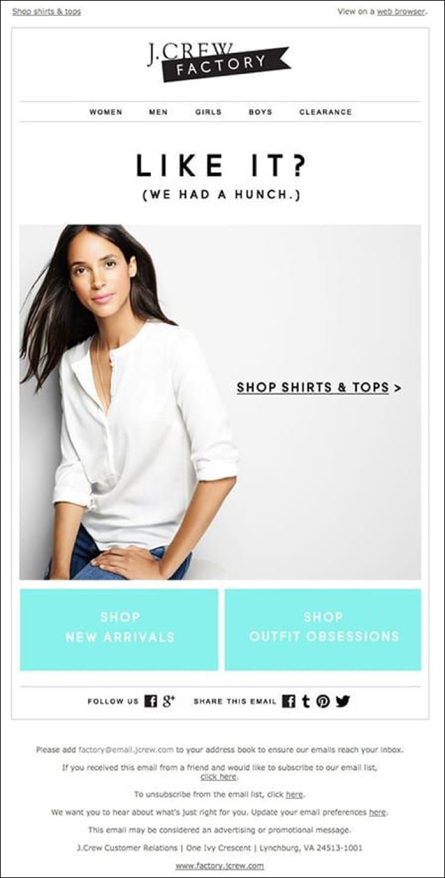 J.Crew Behavioral Email