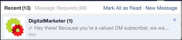 example message quick view