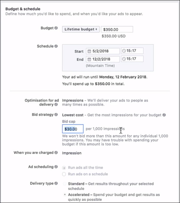 budget settings