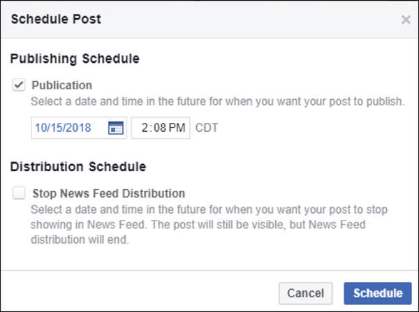 pick what time your social post will publish