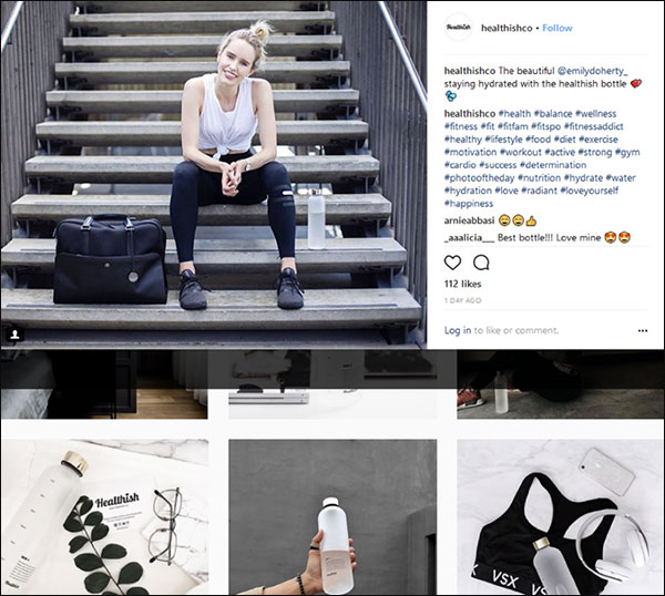 An example of an Instagram ad for a water bottle