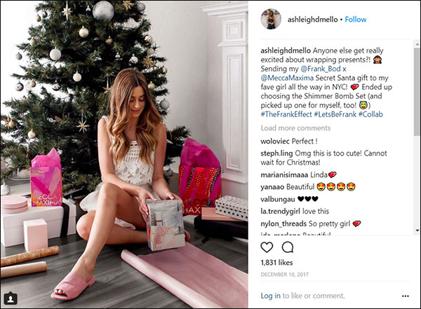 An example of user generated Instagram content from the #thefrankeffect