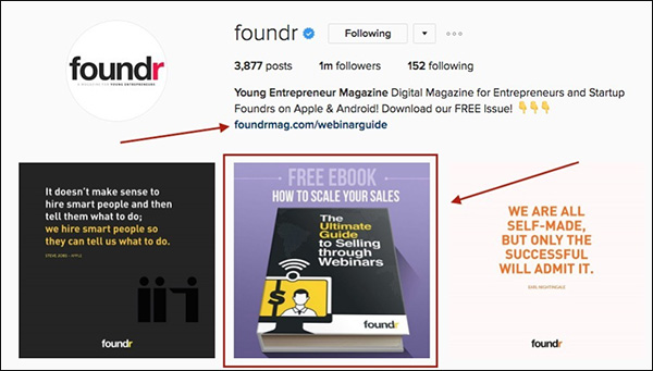An example of a Lead Magnet fondr offered to their Instagram audience