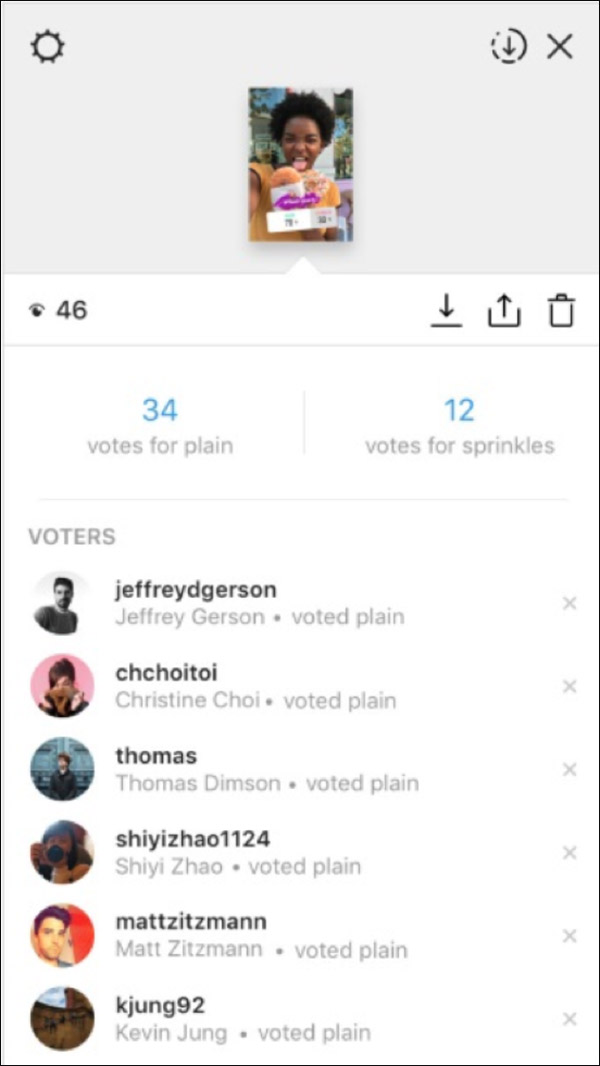 Viewing the feature poll analytics in Instagram