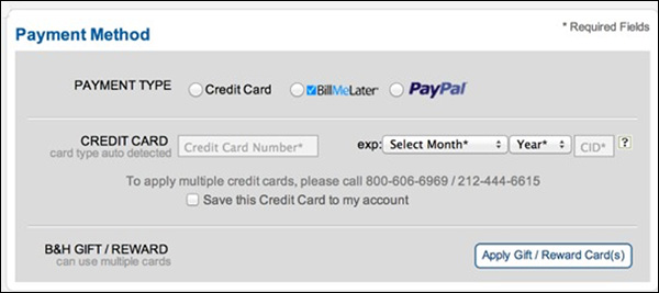 B&H offering multiple payment options