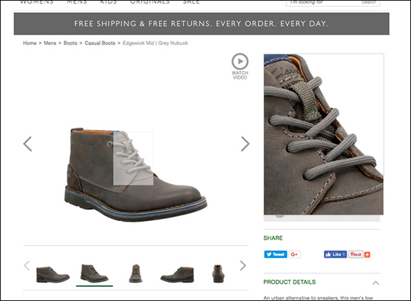 A hovering zoom of a mens casual boot