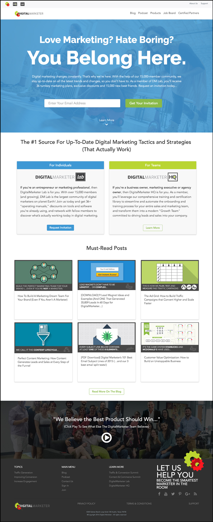 The DigitalMarketer homepage