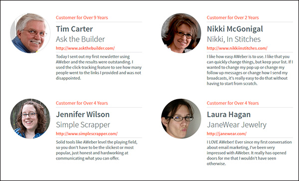 AWeber testimonials