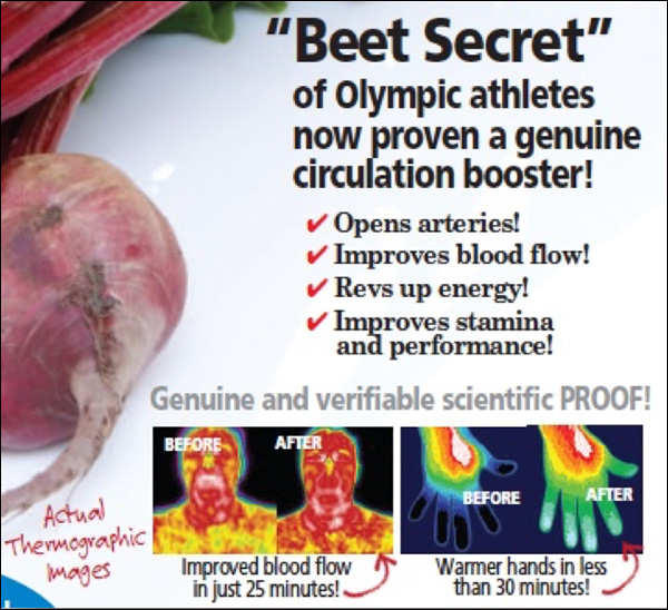 "Beet Secret" of Olympic athletes copywriting example