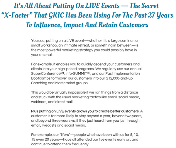 GKIC's persuasive sales letter